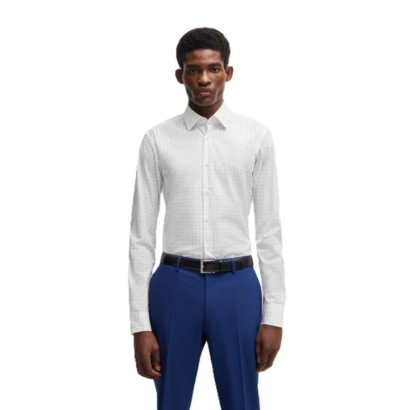 Image of Boss Mens Joe Kent Long Sleeve Oxford Shirt Light/Pstl Blue male 15 inch