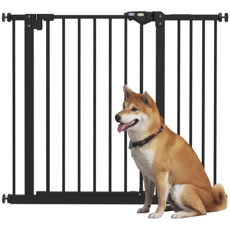 Image of PawHut Adjustable Safety Gate w/ 1 Extensions - Black D06-096V03BK