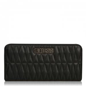 image of Guess Large Zip Around Brinkley Purse - BLACK BLA