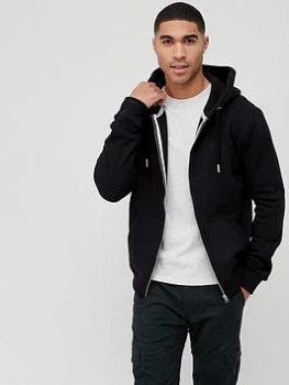 Image of Superdry Orange Label Classic Zip Thru Hoodie - Black, Size 2XL, Men