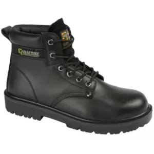 Image of Grafters Mens Leather Safety Boots (11 UK) (Black) - Black