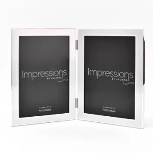 image of Impressions Photo Frame Matt/Shiny Silver Double 5" x 7"