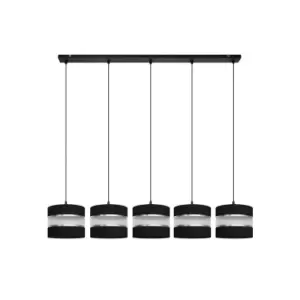 image of Helen Straight Bar Pendant Ceiling Light Black, Silver 115cm