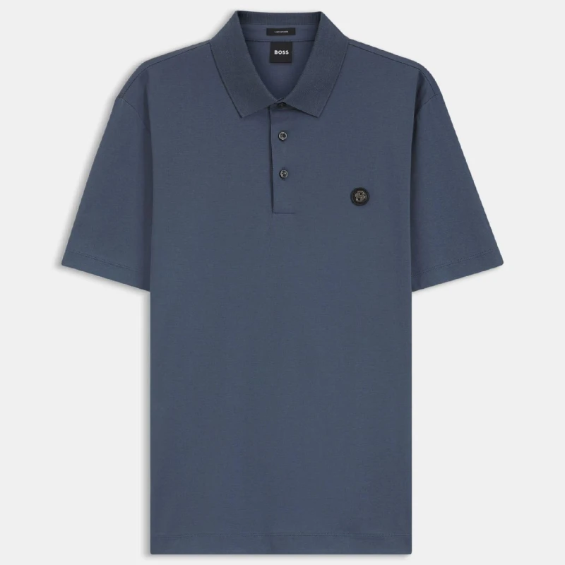 Image of Boss C-Parris 01 Mercerised Cotton Polo Shirt Blue male L