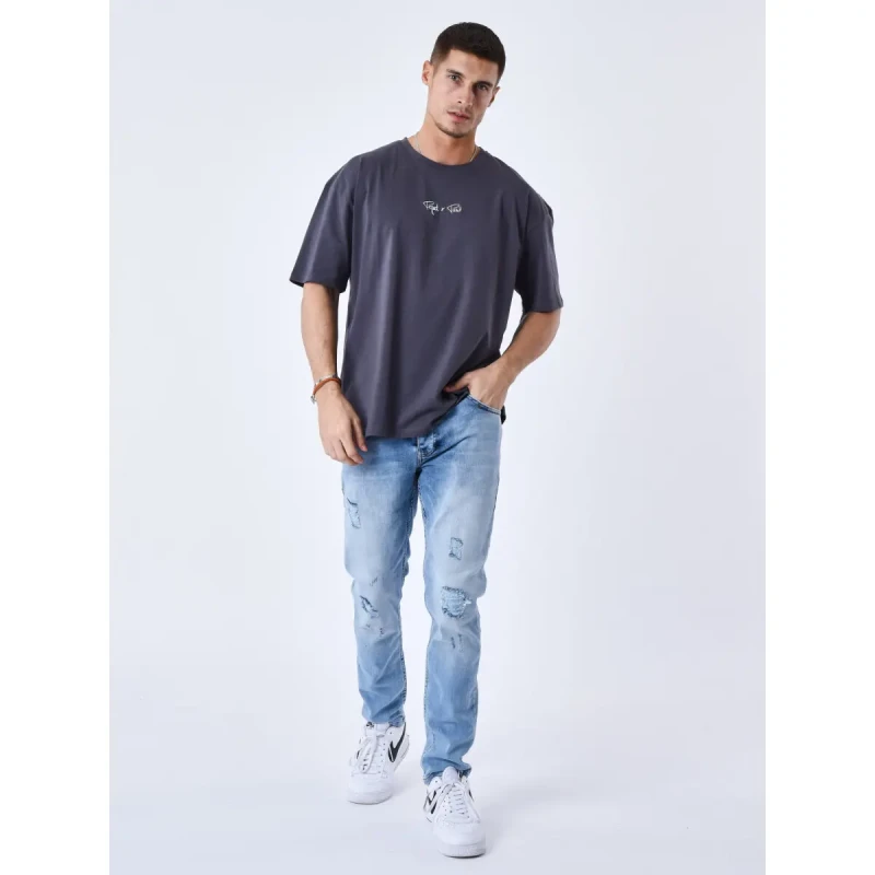 Image of Project X Paris Embroidered logo T-Shirt Project X Paris Gris Male XS T231014_DG2W