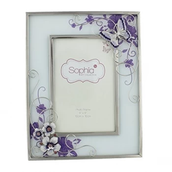 Image of 4" x 6" - Sophia Glass & Wire Frame - Purple Butterfly
