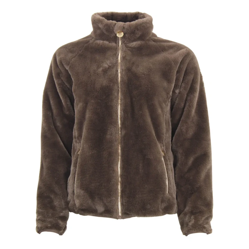 Image of Womens faux fur fleece jacket Peak Mountain Arendel Marron Female S