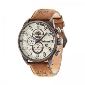 image of Timberland Henniker II Brown Leather Strap Watch with Beige Dial