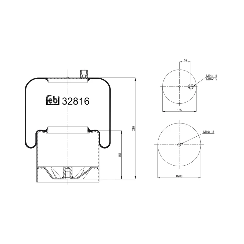 Image of FEBI BILSTEIN 32816 Boot, air suspension Rear Axle Right Boot,air suspension (324)