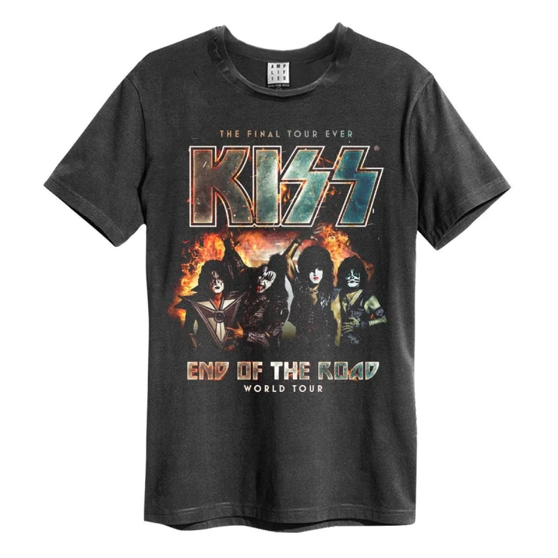Image of Amplified Amplified Men End Of The Road Kiss T-Shirt in Charcoal Size: Small Charcoal S Male 5063470345236