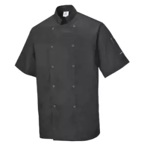 Image of Portwest Cumbria Short Sleeve Chefs Jacket Black 2XL