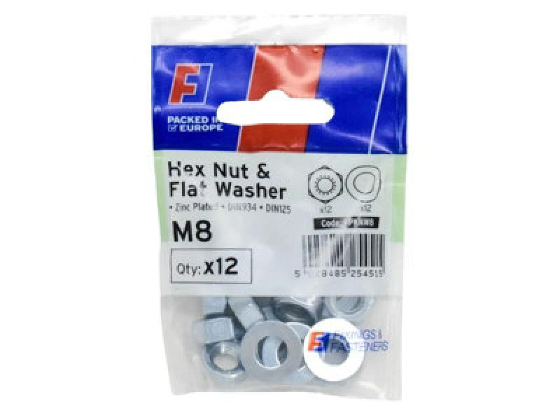 Image of Forgefix Fpknw8 Nut & Washer M8 Forgepack 12 Forfpknw8