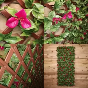 image of 100cm x 200cm PE Backed Artificial Fence Garden Trellis Privacy Screening Indoor Outdoor Wall Panel - Bougainvilea Leaf