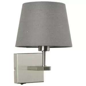 Italux Norte - Modern Bedside Lamp Nickel 1 Light with Grey, Round Shade, E27