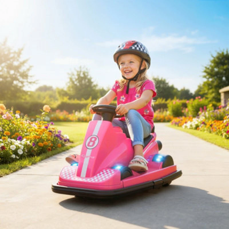 Image of Aiyaplay Electric Kids Bumper Car With 360 Degree Rotation Spin, Pink