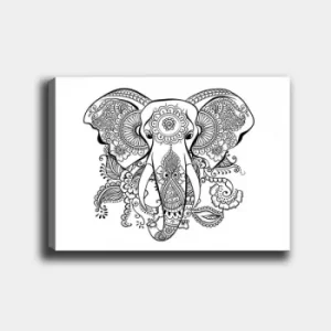 Image of MANDALA05 White Black Decorative Canvas Painting