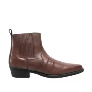 Image of Woodland Mens Distressed Leather Gusset Western Ankle Boots (9 UK) (Brown)