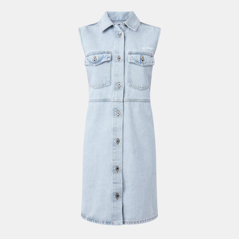 Image of Off White Womens Knitted Jumper Dress Blue/White female 4 (3XS)