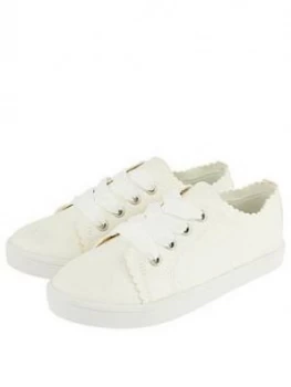 Monsoon Mya Glitter Scallop Trainer - Ivory, Size 12 Younger