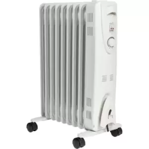 image of Mylek - Oil Radiator with Thermostat & Timer 2500w 11 Fin - White