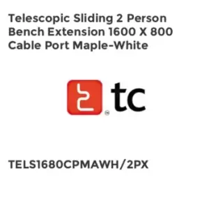 image of TC Group Telescopic Sliding 2 Person Bench Extension 1600 x 800 Cable Port Maple