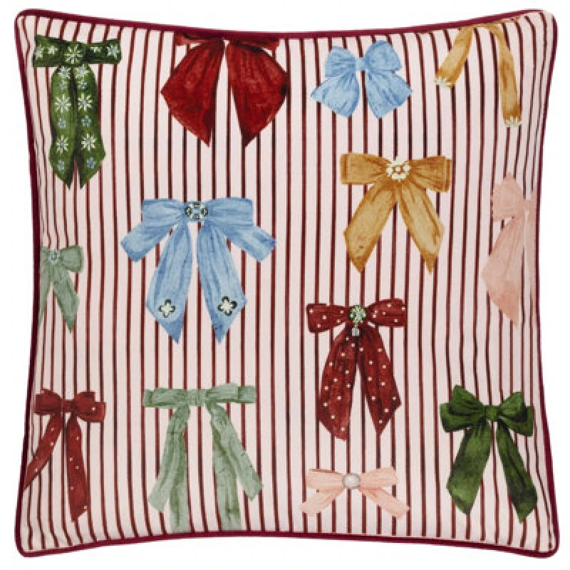 Image of Noortje Bows Printed Cushion Silk Pink, Silk Pink / 45 x 45cm / Polyester Filled