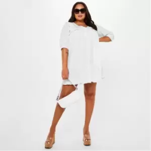 Missguided Plus Size Short Sleeve Smock Mini Dress - White