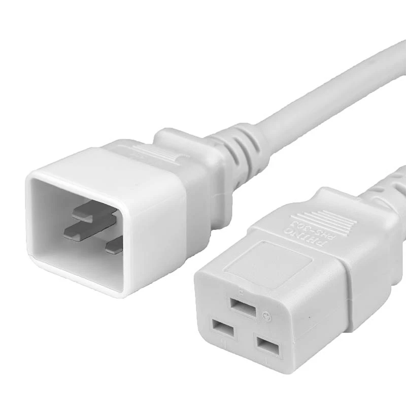 Image of FDL 2M IEC C20 PLUG TO C19 SOCKET EXTENSION CABLE - WHITE