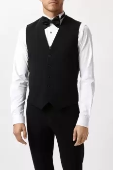 image of Slim Fit Black Tuxedo Waistcoat