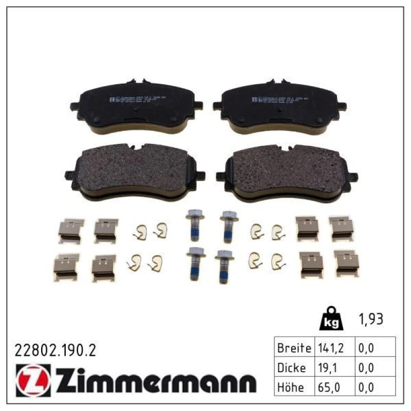 Image of ZIMMERMANN Brake pad set ZIMMERMANN 22802.190.2