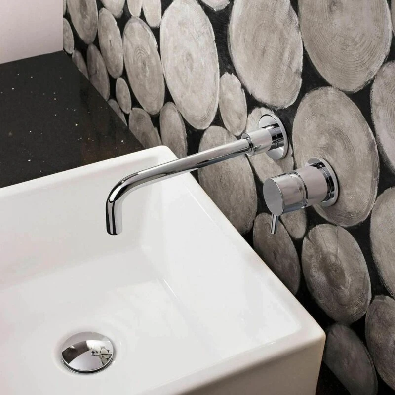 Image of Nes Home Sicily Wall Mounted Basin Mixer Tap Silver unisex