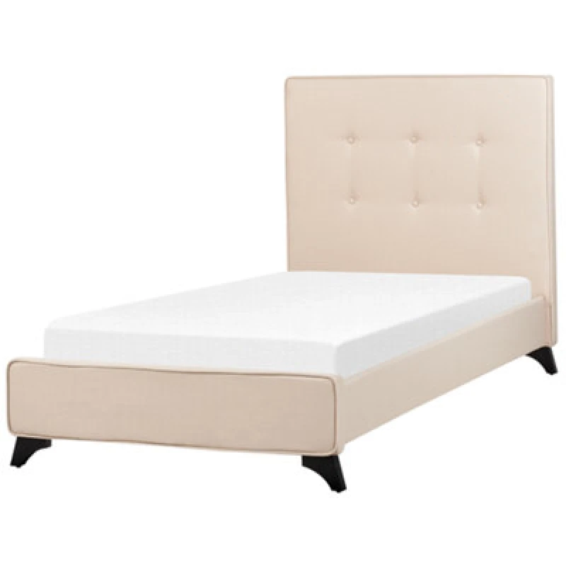 Image of Beliani Bed Fabric Ambassador 90 X 200 Cm (Eu Single) Beige