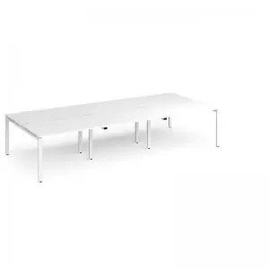 image of Adapt triple back to back desks 3600mm x 1600mm - white frame, white