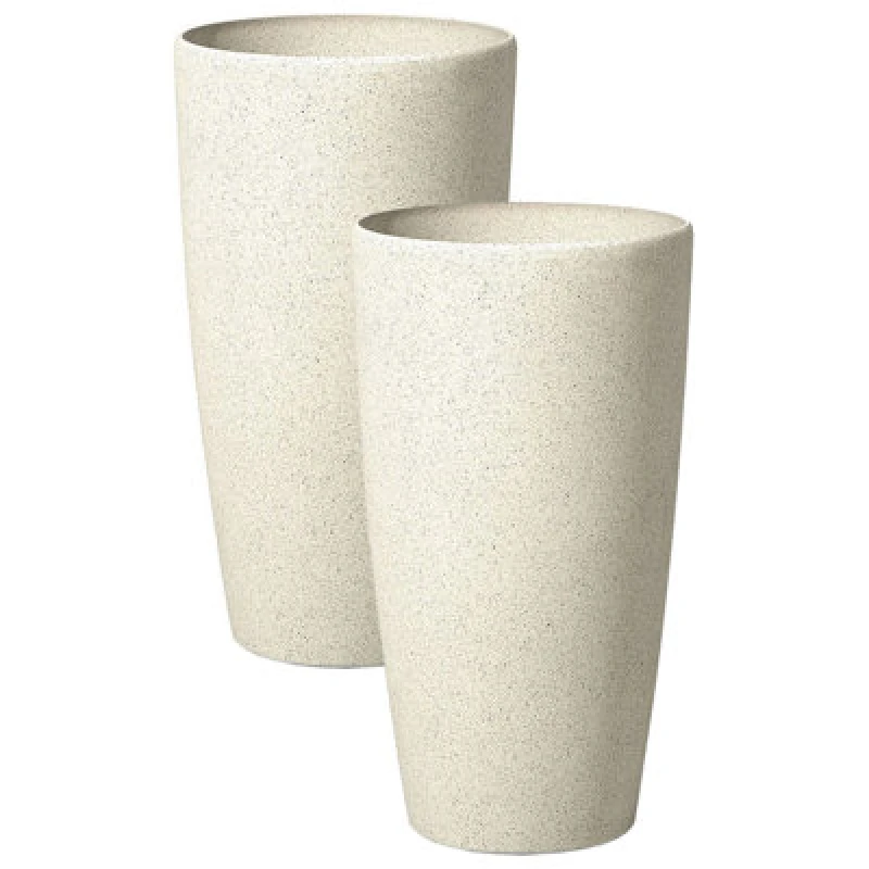 Image of Beliani Set Of 2 Plant Pots Abdera 31cm Light Beige
