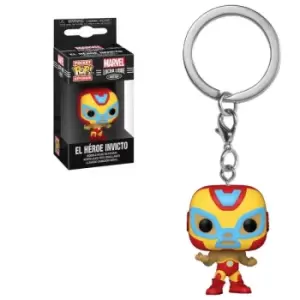 image of Marvel Luchadores Iron Man Pop! Keychain