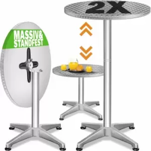 Image of High table set of 2 silver aluminium Ø60cm foldable, height adjustable