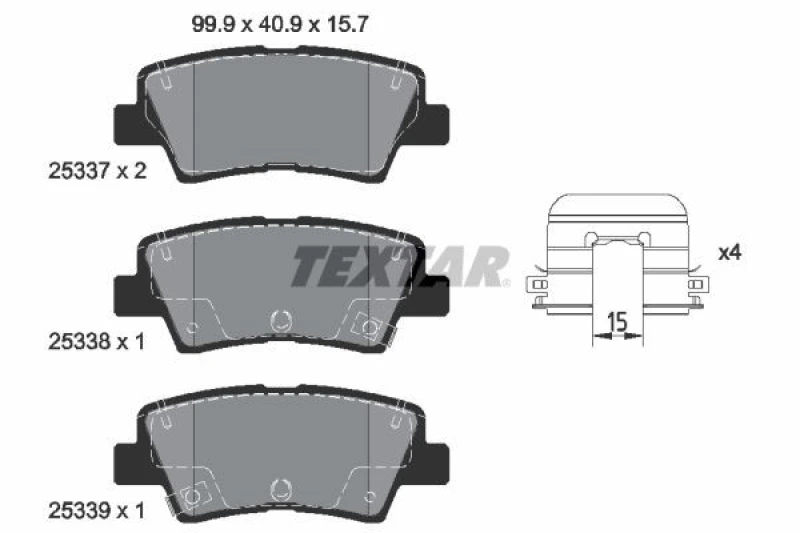 Image of Brake pad set TEXTAR 2533707