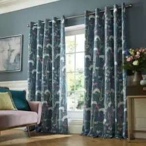 Image of Voyage Maison Hermione Indigo Fully Lined Eyelet Ring Top Curtain Pair 229cm x 274cm (90"x108") - Indigo