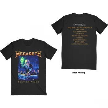 Image of Megadeth - Rust In Peace Tracklist Unisex Large T-Shirt - Black