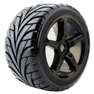 Image of Fastrax 1:8 Truggy Eagle Mtd 5-Spoke Bk Chrome 0 Offset(Pr)