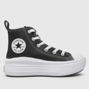 image of Converse Black All Star Hi Move Leather Girls Junior Trainers