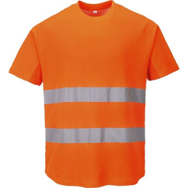 Image of Portwest Cotton Comfort Mesh Insert Hi Vis T Shirt C394ORRL Colour: Orange