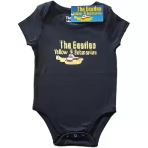 Image of The Beatles - Yellow Submarine Logo & Sub Kids 24 Months Baby Grow - Black