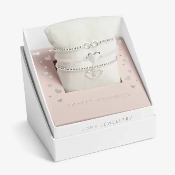 Image of Children's Celebrate You Gift Boxed Lovely Daughter Silver Set Of 3 Bracelet C701