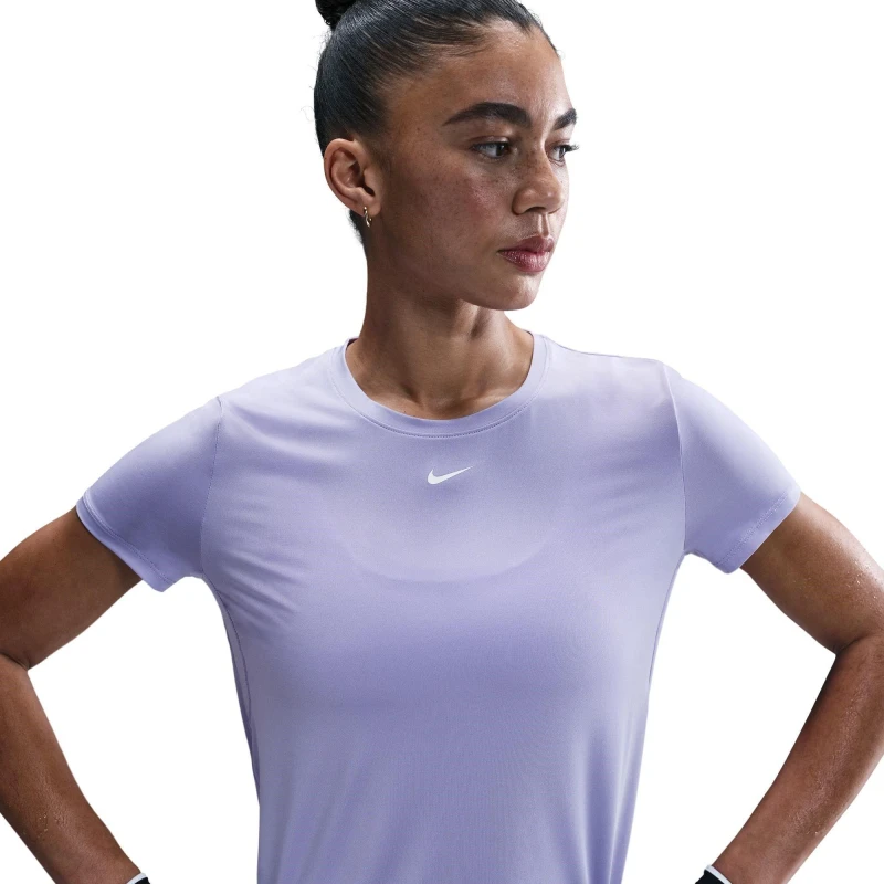 Image of Nike Dri-FIT One Womens Standard Fit Short-Sleeve Top Lilac female 8 (XS)