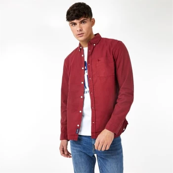 image of Jack Wills Langforde Garment Dye Oxford Shirt - Red