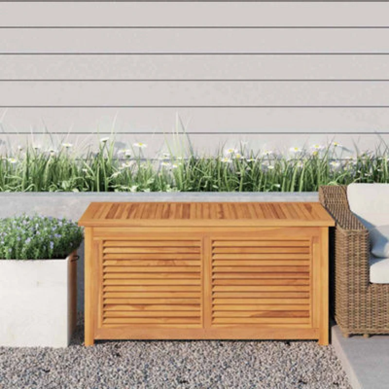 Image of VIDAXL Garden Storage Box with Bag 114x50x58cm Solid Wood Teak Vidaxl 363271