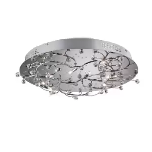 Image of Fia Flush Ceiling Round 6 Light G4 White LEDs Polished Chrome/Crystal, NOT LED/CFL Compatible