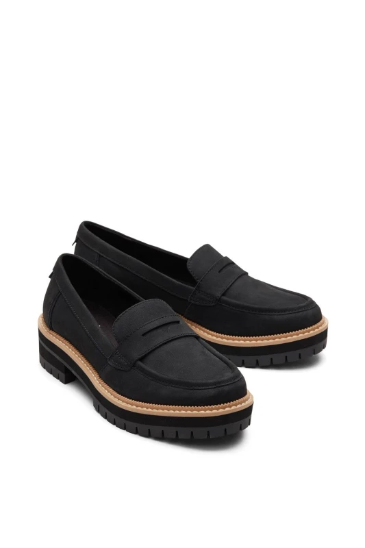 Image of Toms Womens Cara Slip On Lug Platform Penny Loafer Flats