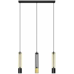 image of Helam Lighting - Helam Bars Straight Bar Pendant Ceiling Light Black, Gold 60cm